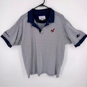 STARTER Cleveland Indians Collared Polo Shirt Vintage‎ 90s Cotton MLB Baseball